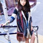 Free People Rare Sloppy Joe Retro Boho Cardigan Sweater Duster Size Small Photo 3