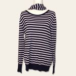 Liz Claiborne NWT Navy White Stripe Knit Sweater Top Coordinating Matching Scarf Photo 1