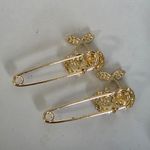 Pair of Gold Safety Pin with Rhinestone Cherry Photo 4