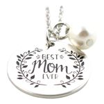 Brand New Womens Hand Stamped .925 Silver Best Mom Ever Necklace Photo 1