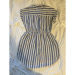 100% Cotton Tunic Dress Blue White Striped Short Sleeve Preppy Coastal Grandma Size L Photo 3
