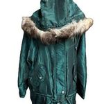 J.G. Hook Vintage Faux Fur Hooded Jacket Green Size 14 Photo 0