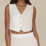 Avec Les Filles  MIXED MEDIA CROCHET TAILORED VEST TOP Small NWT Photo 0