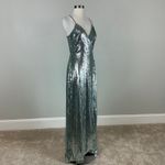 Aidan Mattox  Sequined Wrap Evening Gown Size 8 Sparkly Green-Blue Formal Dress Photo 1