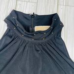 Michael Kors  Black Sleeveless High Neck Embroidered Halter Top Photo 2