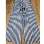 American Eagle  Wide Leg Pant Blue White Striped Belted Fitted Waist 2R Photo 4