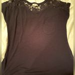 Paper + Tee Paper Tee Dark Blue Top with Lace Photo 0