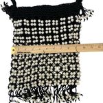 Vintage Boho Black and White Woven Beaded Shoulder Bag Photo 7