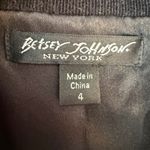 Betsey Johnson  Black Corduroy Lined Belted Embroid Double Breasted Trench Coat Photo 1