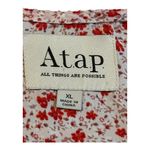 Atap Floral Smocked Tie Front Top Blouse Red White Short Sleeve Ruffle Size XL Photo 4