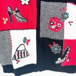 Alfred Dunner Womens Vintage New York Shopping Zip Up Novelty Cardigan Sweater Photo 2