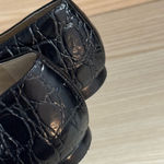 Talbots Black Loafers Flats Faux Crocodile Embossed Leather Gold Buckles 7.5 Photo 6