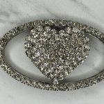 Rhinestone Heart Flower Chain Belt Y2K Silver Tone Metal Links OS ✨ Photo 5