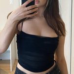 Aritzia  babaton luxor ruched mesh bustier crop top tank in black Photo 2