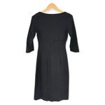 Schumacher | DESIGNER | Small | Draped Neck Asymmetrical 3/4 Sleeve Sheath Dress Black Photo 3