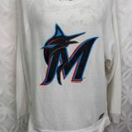 DKNY Miami Marlins Sport White The Lauren Pullover Raglan Sweatshirt Size L Photo 3