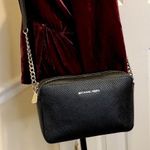 Michael Kors Perforated Black Saffiano Crossbody with Silver Chain Leather Strap Photo 1