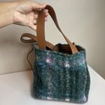 Sundance  Maple Glen Teddy Plaid Tote Bag Felted Textured Pebbled Leather Green Photo 6
