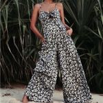 Billabong NTM: Twist N Shout Black, White, Grey & Blue Wide Leg Jumpsuit Sz M Photo 14