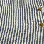 Beach Lunch Lounge Women Top Large White Gauze Cotton Blue Stripe Button Coastal Photo 1