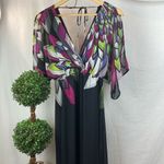 Forever 21 Black Peacock Bodice Print Maxi Long A Line Skirt Dress M Photo 1