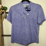 Jamie Sadock Womens Blue Marled Knit Short Sleeve Collared Shirt Top Medium Photo 1