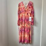 Never Fully Dressed Geometric MIDI Pink and Orange DRESS Size 4 Photo 2