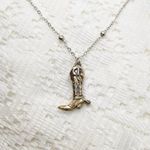 Rustic Cowgirl Boot Pendant Necklace Silver Photo 5