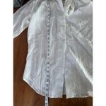 LAURA MAE Vintage White Blouse With Ascot Bow and Subtle Metalic Threads Size 12 Photo 9