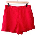 Madewell Linen Clean Button Tab Shorts in Rouge Red Women’s Size 10 Photo 5