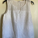 Gap 🌞 White Eyelet Embroidered Lace Split Neck  Sleeveless Tank Top Blouse #R Photo 0