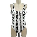 Chubbies One Piece Swimsuit White Black Tribal Geometric Print Size XL Photo 0