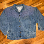 Vintage Together! Denim Jacket XL Blue Lace Applique Western Style granny chic Photo 0