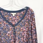 Terra & Sky Terra Sky Plus Sz 4X Top 28W 30W Thermal Waffle Knit Navy Purple Floral 1473 Photo 5