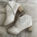 White Studded Booties Size 9 Photo 5