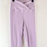 Year Of Ours Bandier Women Leggings Purple Ribbed Veronica V Waist Stretch Small Photo 4