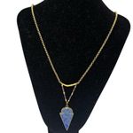 HONEY Blue Lapis Lazuli Stone Arrowhead Pendant gold tone necklace Photo 0