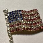 lot of 4 Patriotic Brooch Pins Gold Tone American Flag Rhinestone Photo 3