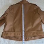 ZARA  Faux Leather‎ Moto Jacket Camel Brown Size L Photo 5