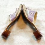 Apostrophe Jaclyn Leather Thong Whipstitch Kitten Heel Sandals Purple White 6 Photo 2