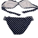 Xhilaration Navy & White Polka Dot Striped Bikini Size Large Photo 1