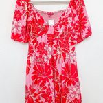 Flying Tomato Milkmaid Floral Puff Sleeve Dress Pink Size M Boho Cottage Summer Photo 0