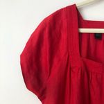 MNG Casual Sportswear Linen Cherry Red Shirt Square Neck Dress Women’s Size M Size L Photo 2