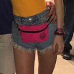 Topshop Kiri Moto Light Wash Denim Shorts Photo 5