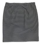 Loft A Line Mini Skirt Stretch Waist Black White Striped Women's Size M Photo 1