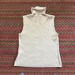 SILX AUGUST SILK CREAM RIBBED SLEEVELESS TURTLENECK BLOUSE OLD MONEY Photo 4