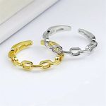 Boutique Unisex Cuban Chain 14k Yellow Gold-Plated Ring Adjustable Band Size Small Photo 0