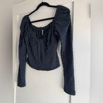 Free People  Ladybug Long Sleeve Corset Top in Blue Navy Size Medium Photo 3