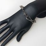 MICHAEL DAWKINS Sterling Silver Caviar Pearl Starry Night Link Toggle Bracelet Photo 4