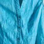 Tribal Blue Sleeveless Textured Button Down Blouse size 12 made in Bulgaria Photo 4